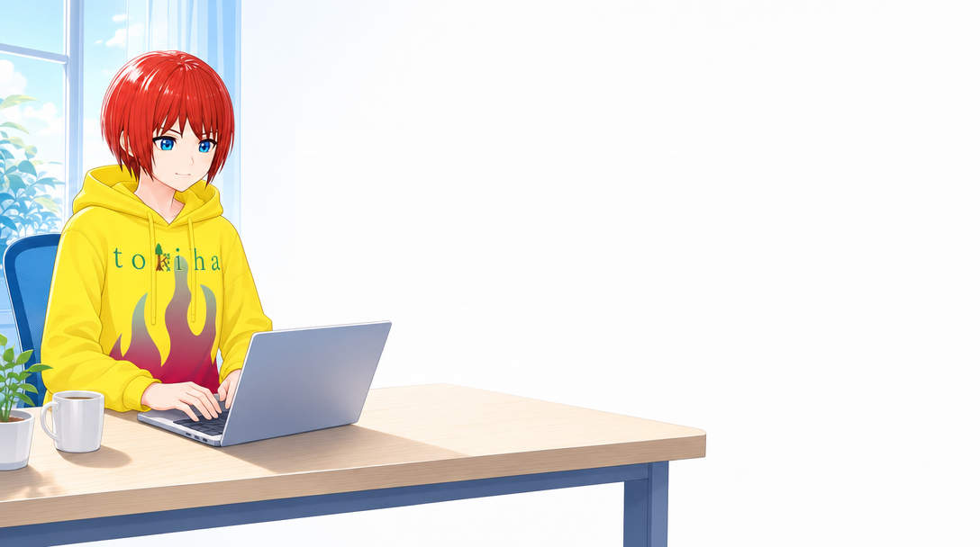ノートパソコンに向かって仕事をする tokiha公式サイト のイラスト
